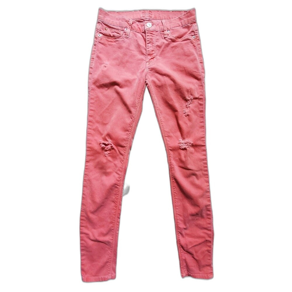 Hudson Los Angeles Pants Women 27 Peach Skinny Made In USA Distressed Shred
